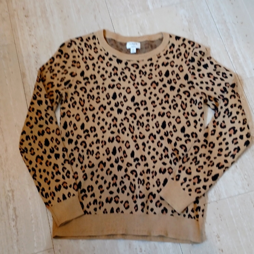 J. Crew Leopard Print Teddie Crewneck Sweater
